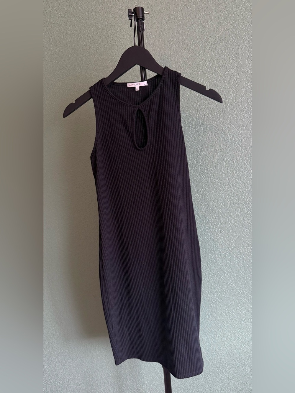 Black Ribbed Keyhole Tank Dress